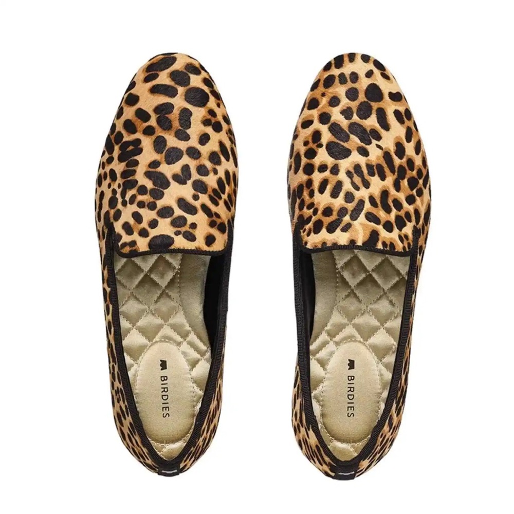 Birdies size 10.5 leopard animal print calf hair upper flats